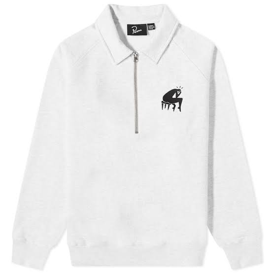 By Parra "Backwards" Half Zip Polo Sweatshirt